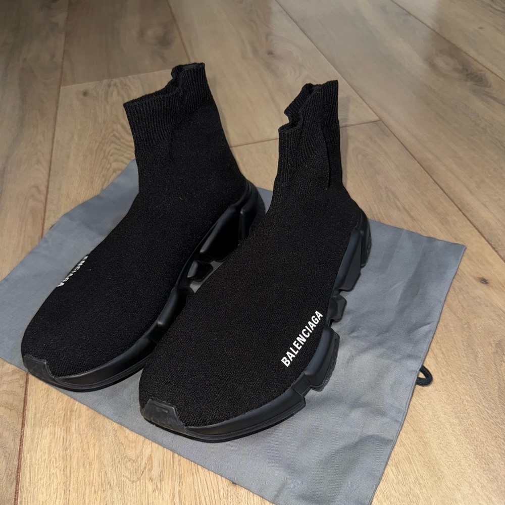 Balenciaga Black Knit High-Top Sneakers